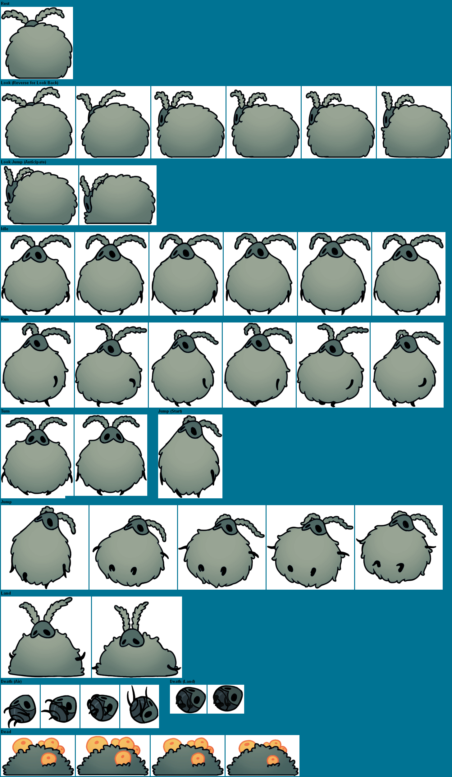 The Spriters Resource - Full Sheet View - Hollow Knight - Mossy Vagabond