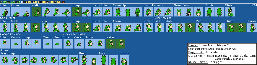 Frog Luigi (SMB3 SNES, SMM2-Style)