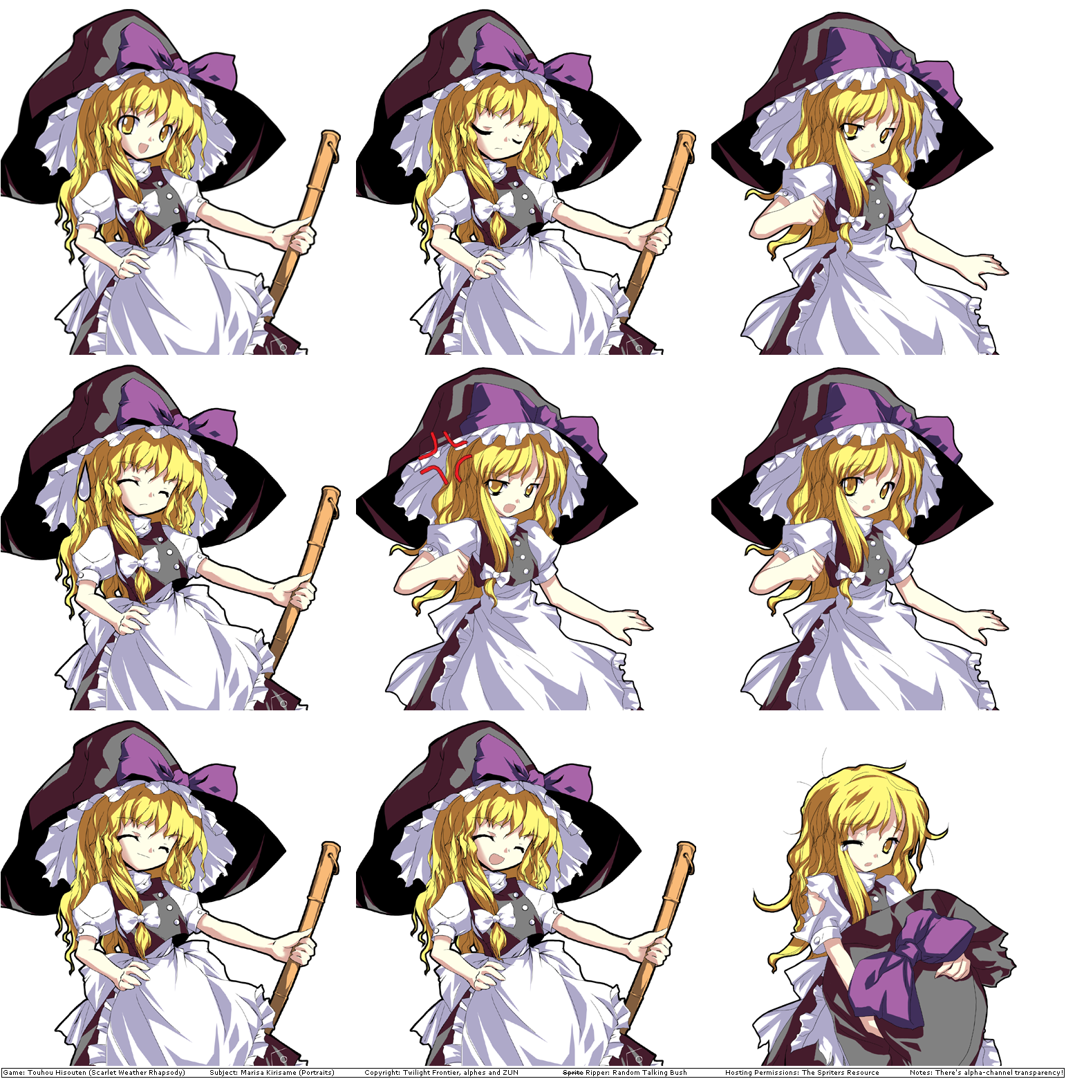 Marisa Kirisame Danmaku Animated Character Sheet Touhou