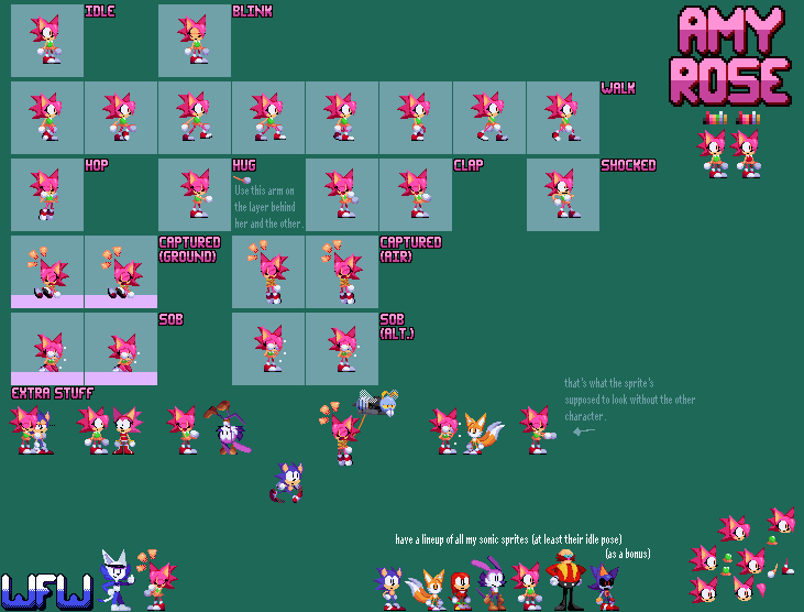 Classic Amy Rose Sprites