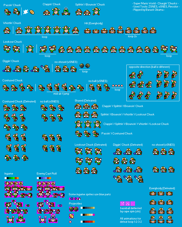 The Spriters Resource - Full Sheet View - Super Mario World - Chargin ...