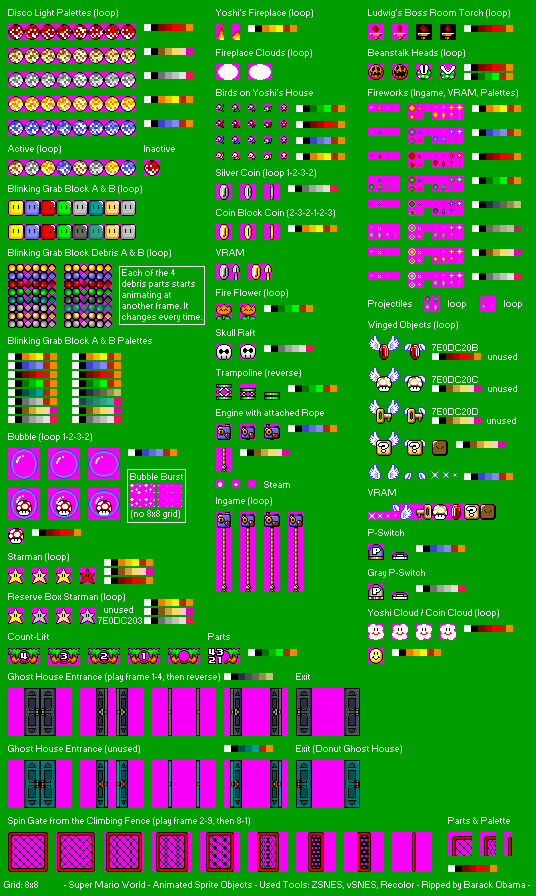 The Spriters Resource Full Sheet View Super Mario World Animated Objects 7959