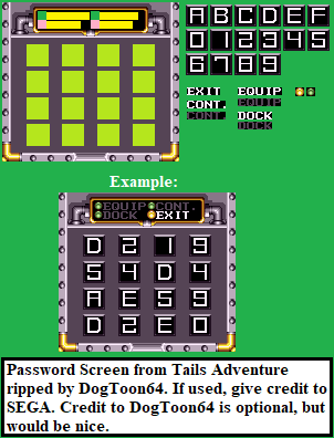 Tails Adventure - Password Screen