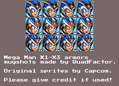 Mega Man X1-X3 Armors Mugshots (X1 Style)