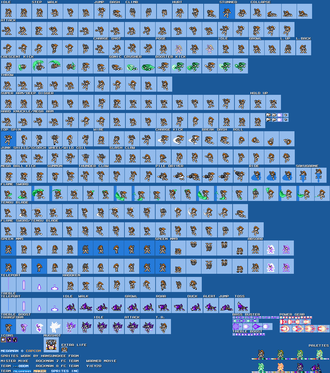 The Spriters Resource Full Sheet View Mega Man Customs Bass And Treble Expanded Inti