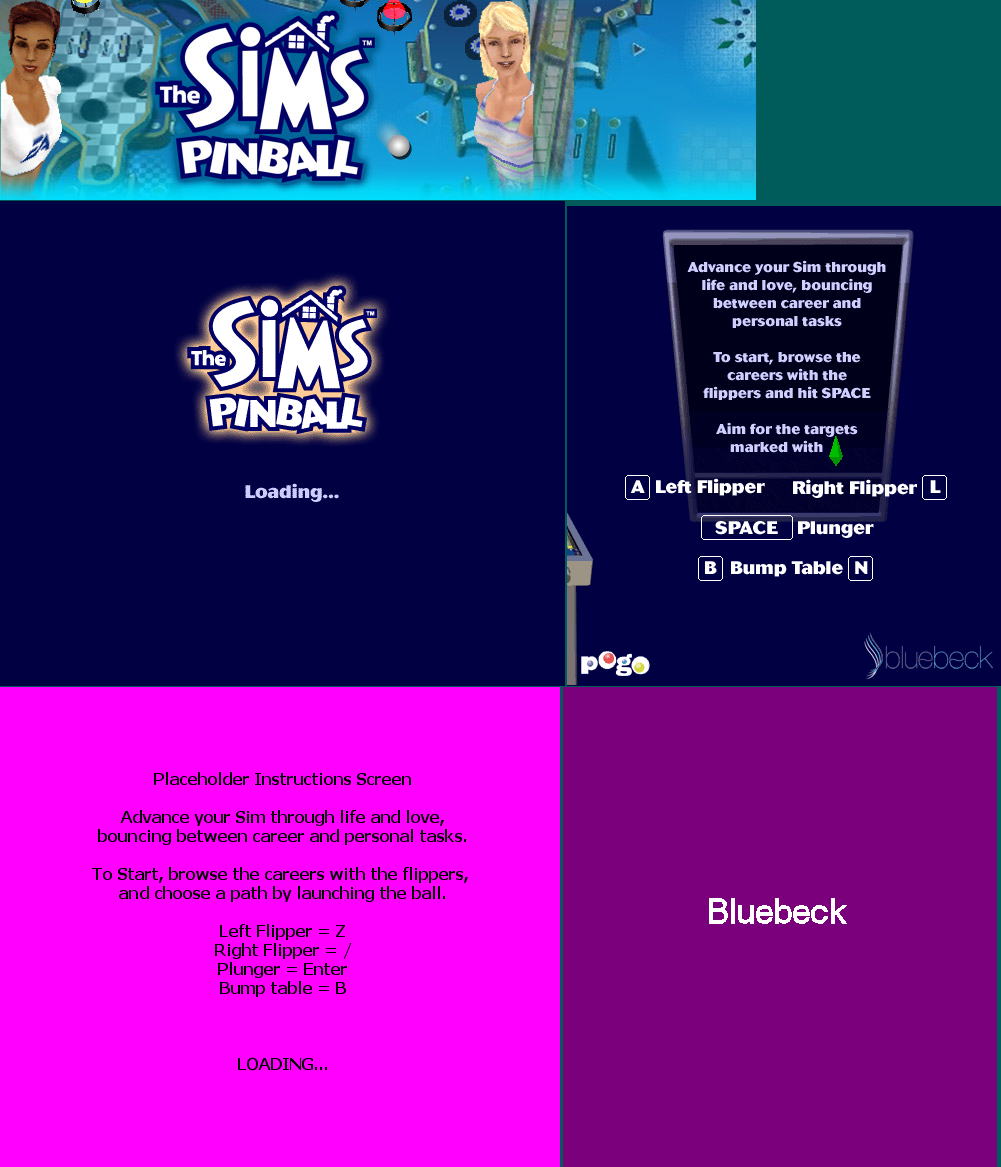 The Sims Pinball - Loading & Instruction Menus