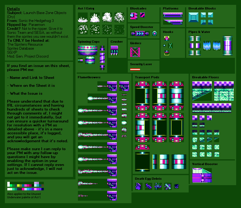 Sonic the Hedgehog 3 - Launch Base Zone Objects (Underwater)