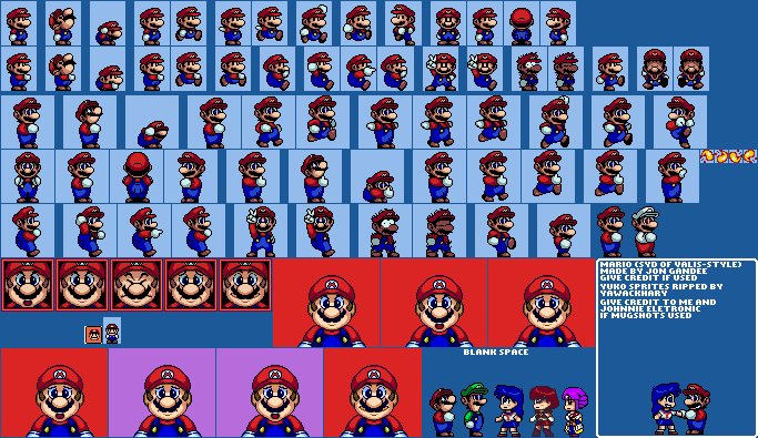The Spriters Resource - Full Sheet View - Mario Customs - Mario (Syd of ...