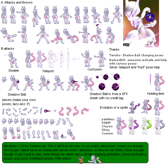 SNES - Pokémon Gold & Silver (Bootleg) - Mewtwo - The Spriters Resource