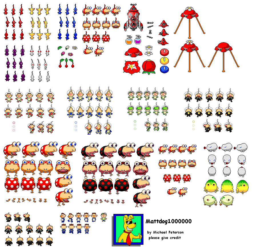 Custom / Edited - Pikmin Customs - Olimar & Pikmin - The Spriters Resource