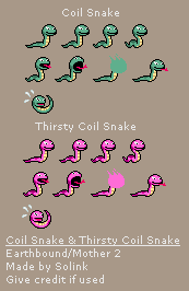 Custom / Edited - Earthbound / Mother Customs - Coil Snake & Thirsty ...