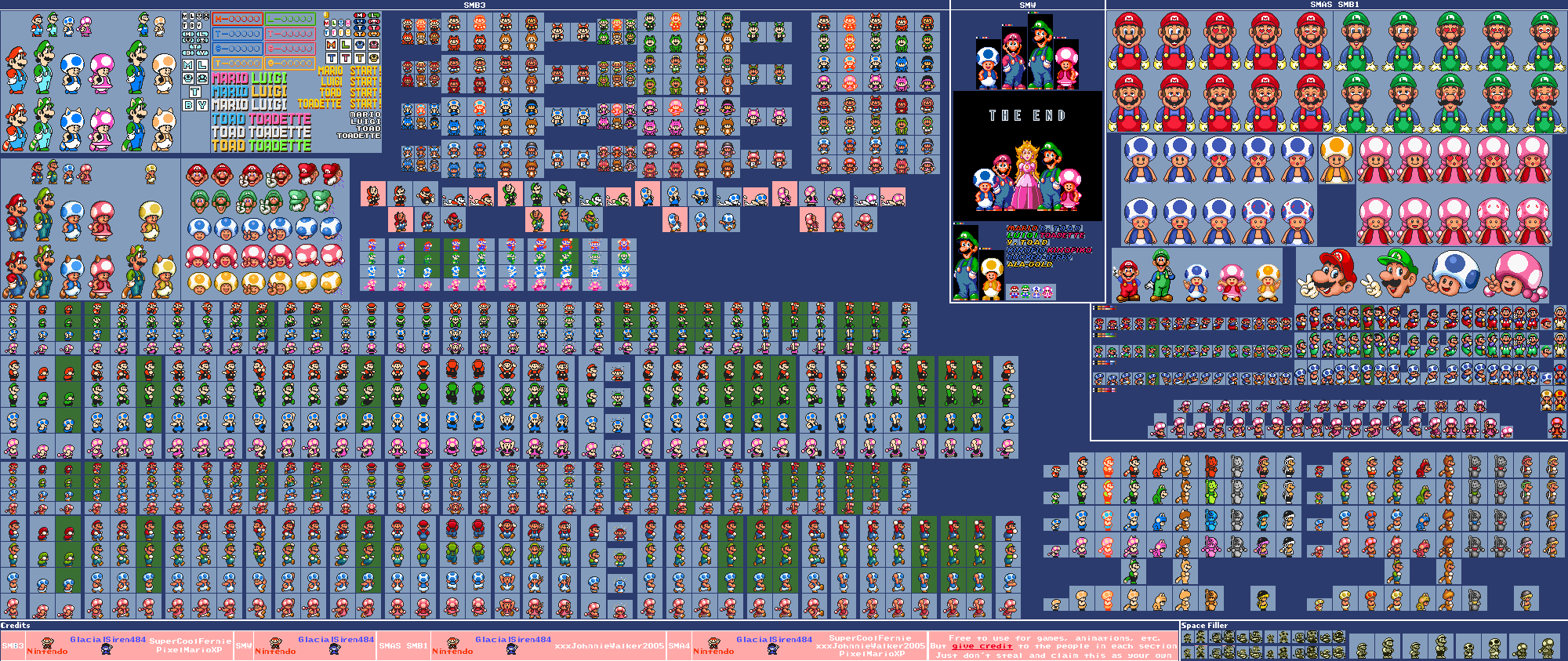 Mario, Luigi, Toad and Toadette (SMB3, SMW, SMAS-Style, Expanded)