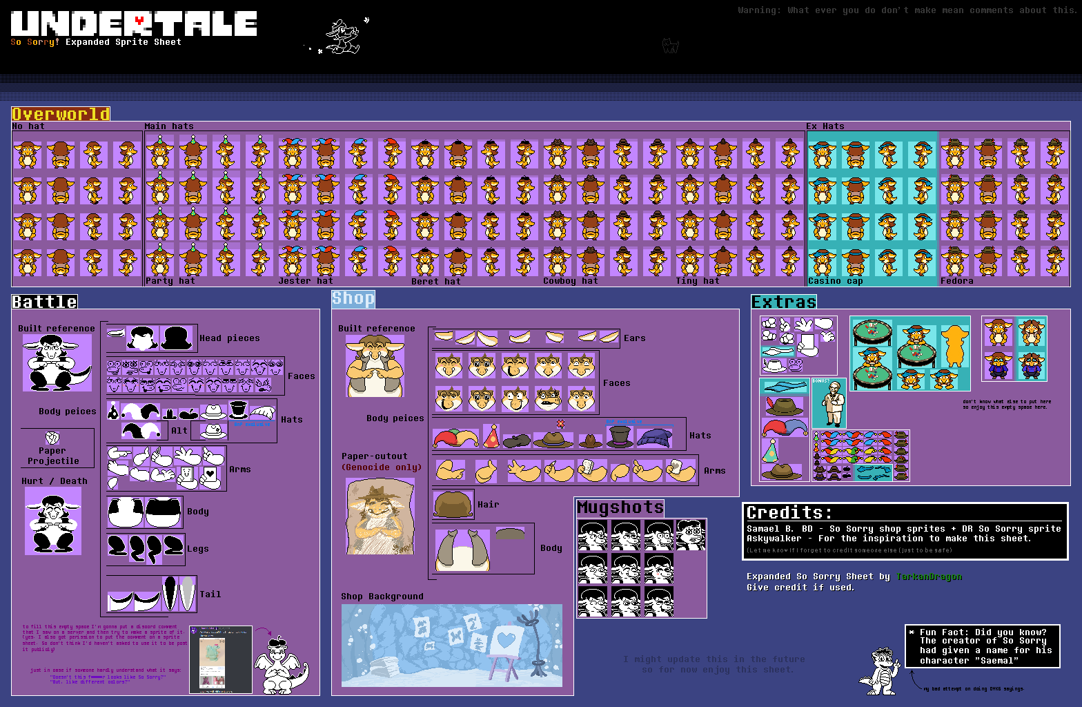 The Spriters Resource - Full Sheet View - Undertale Customs - So Sorry ...