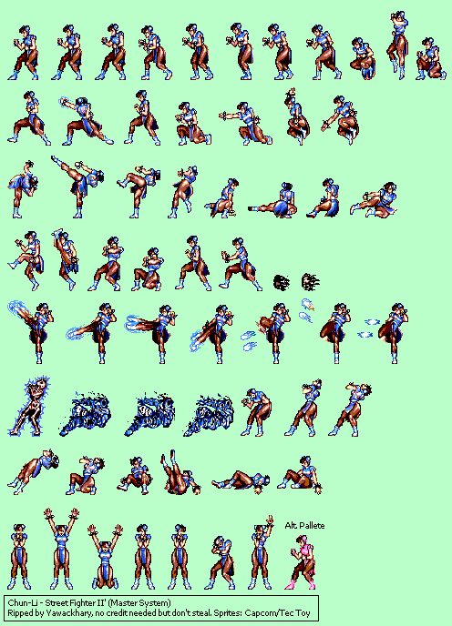 Street Fighter Ii Chun Li Sprite Sheet Complete Printable Version ...