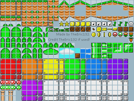 Custom / Edited - Mario Customs - Grassland Tileset - The Spriters Resource