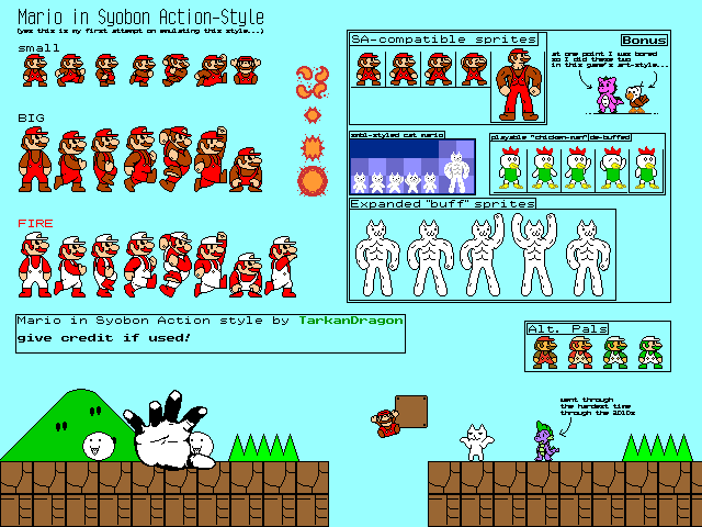 The Spriters Resource Full Sheet View Mario Customs Mario Syobon Action Style 5493