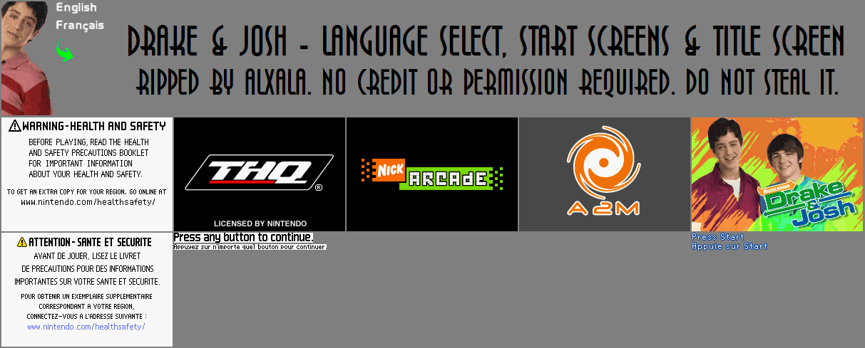 Language Select, Start Screens & Title Screen