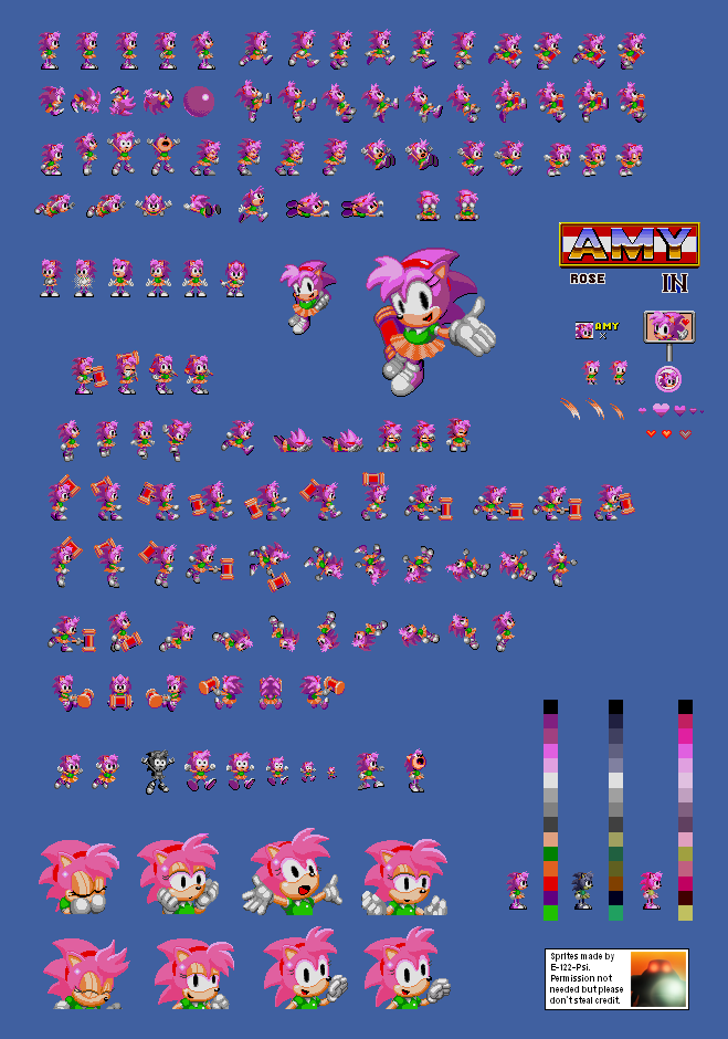 Custom / Edited - Sonic the Hedgehog Customs - Amy Rose (Sonic Pocket  Adventure-Style) - The Spriters Resource