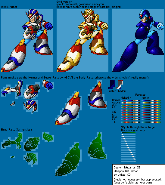 Mega Man X Customs - X (Third Armor, X3 Weapon Get Style)