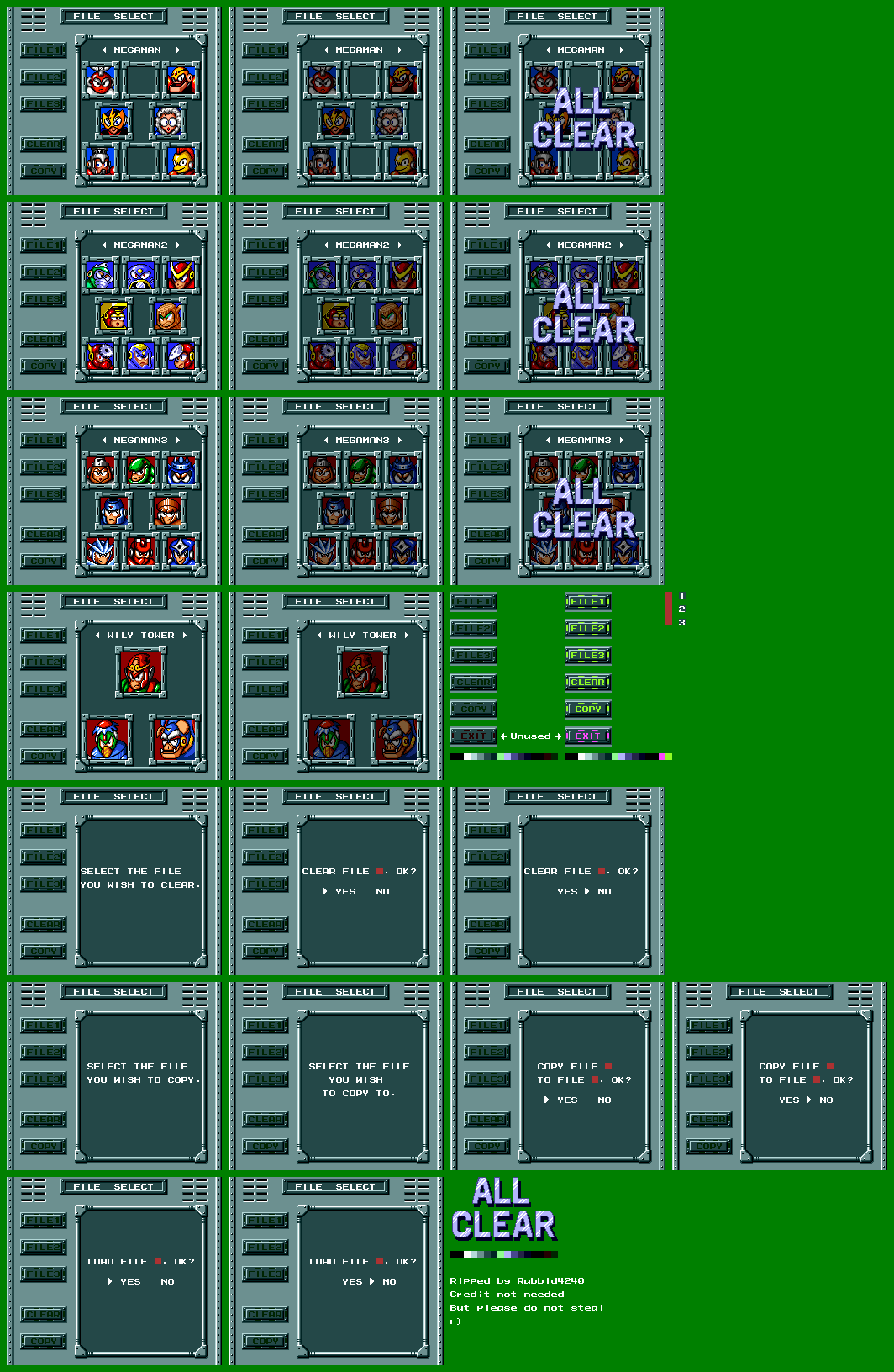 Mega Man: The Wily Wars: Wily Tower - File Select