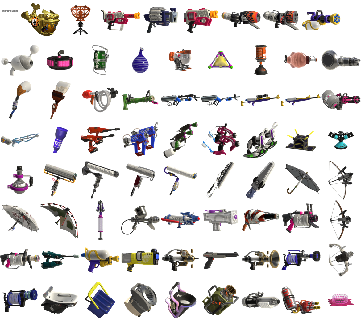 The Spriters Resource - Full Sheet View - Splatoon 3 - Weapon Icons (3D)