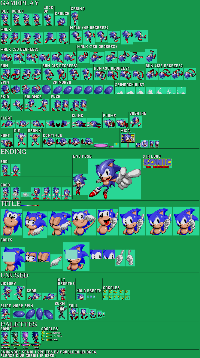 Sonic the Hedgehog Customs - Sonic (Sonic 1-Style, Enhanced)