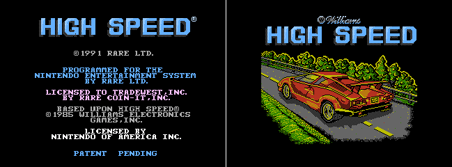 High Speed - Title Screen