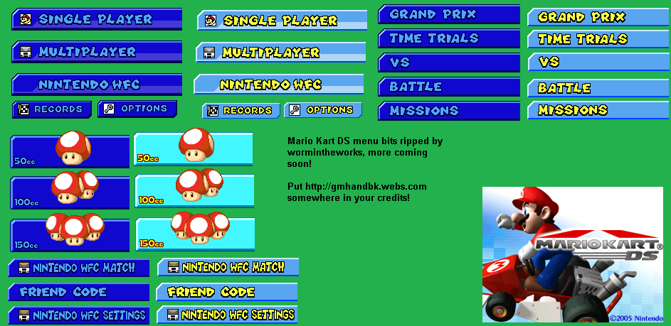 The Spriters Resource Full Sheet View Mario Kart Ds Menu 5992