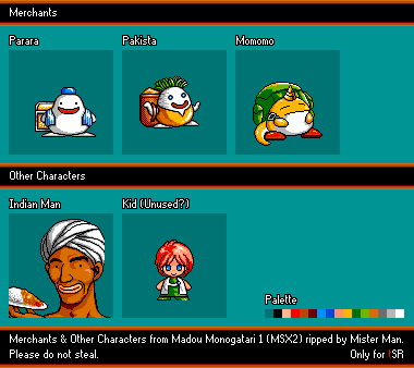 Madou Monogatari 1 (MSX2) - Merchants & Other Characters