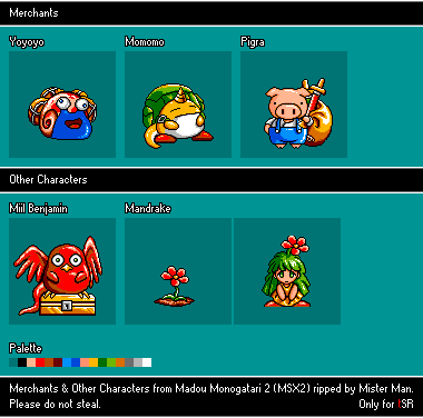 Madou Monogatari 2 (MSX2) - Merchants & Other Characters