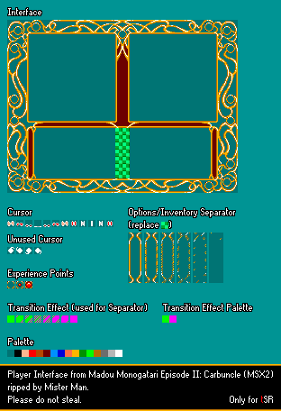 Madou Monogatari Episode II: Carbuncle (MSX2) - Player Interface