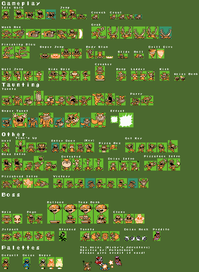 The Spriters Resource - Full Sheet View - Pizza Tower Customs - The ...