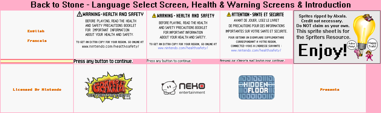 Language Select Screen, Health & Safety Screens & Introduction