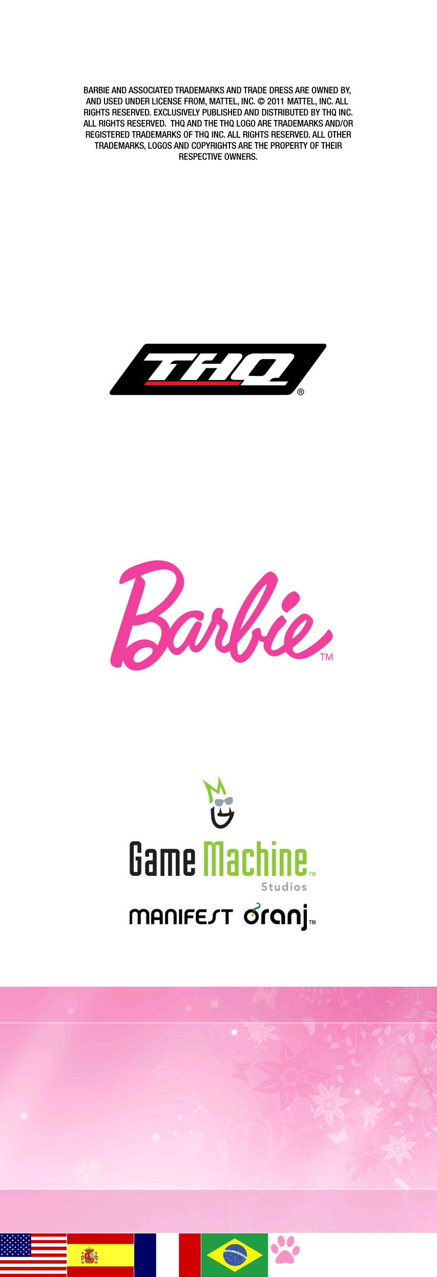 Barbie: Groom and Glam Pups - Company Logos & Language Selection