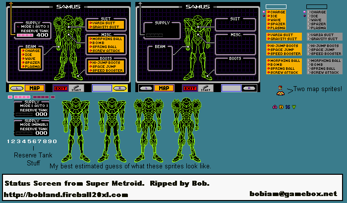 SNES - Super Metroid - Misc. Sprites - The Spriters Resource