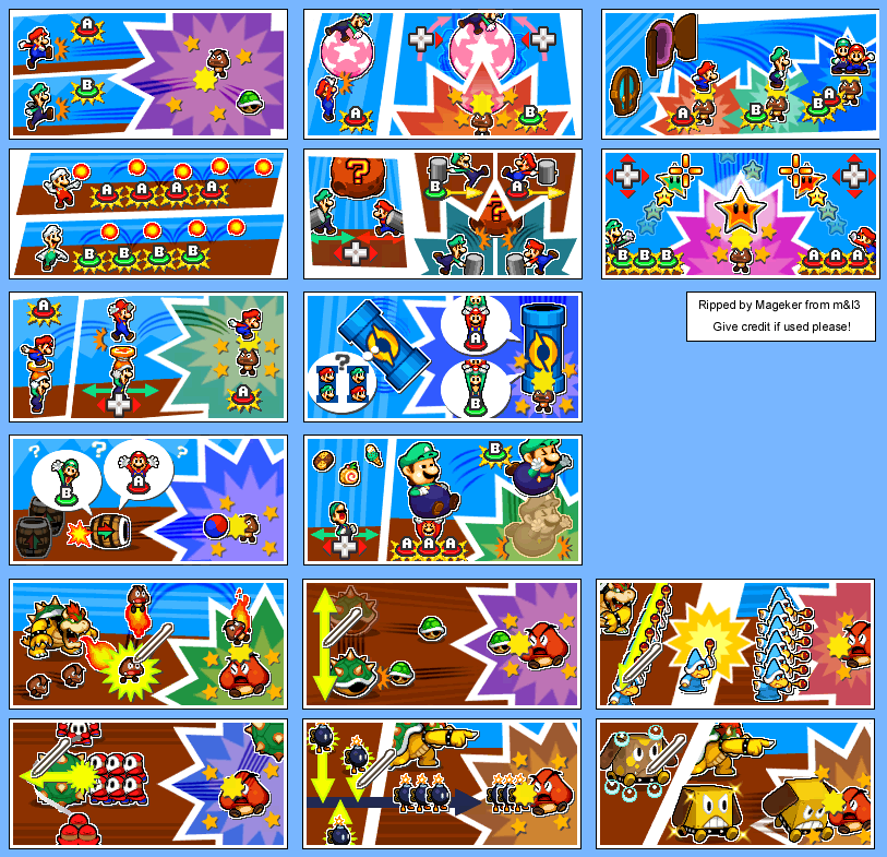 The Spriters Resource Full Sheet View Mario Luigi Bowser S Inside Story Special Moves