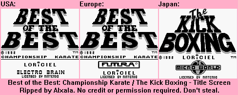 Best of the Best: Championship Karate / The Kick Boxing - Title Screen