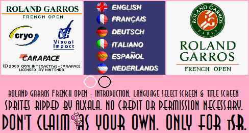 Roland Garros French Open - Introduction, Language Select Screen & Title Screen