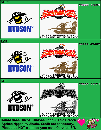 Bomberman Quest - Hudson Logo & Title Screen