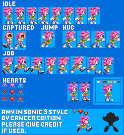 Amy Rose (Classic, Sonic 3-Style)