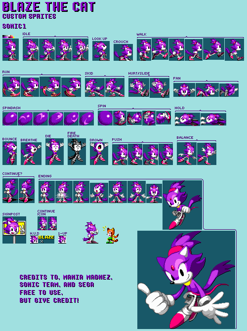Sonic the Hedgehog Customs - Blaze (Sonic 1-Style)