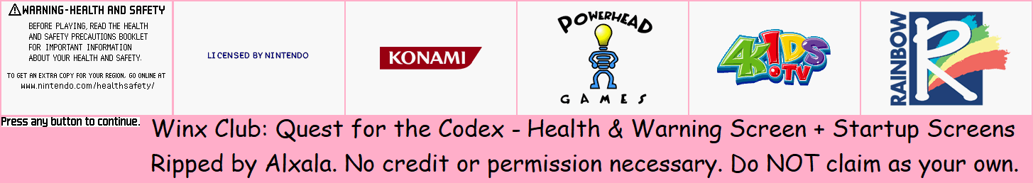 Health & Warning Screen + Startup Screens