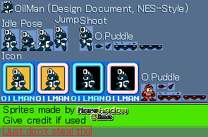 Mega Man Customs - Oil Man (Design Document, NES-Style)