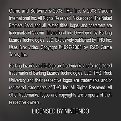 The Naked Brothers Band: The Video Game - Copyright Screen