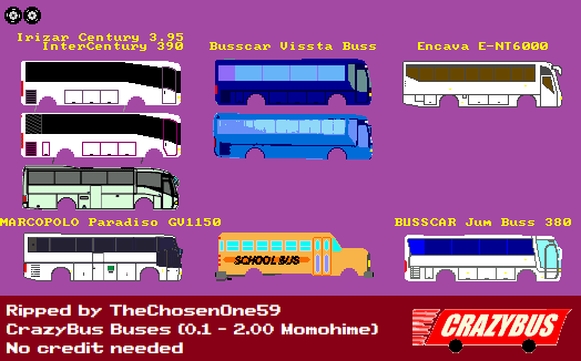 The Spriters Resource - Full Sheet View - Crazy Bus - Buses (0.1 - 2.00 ...