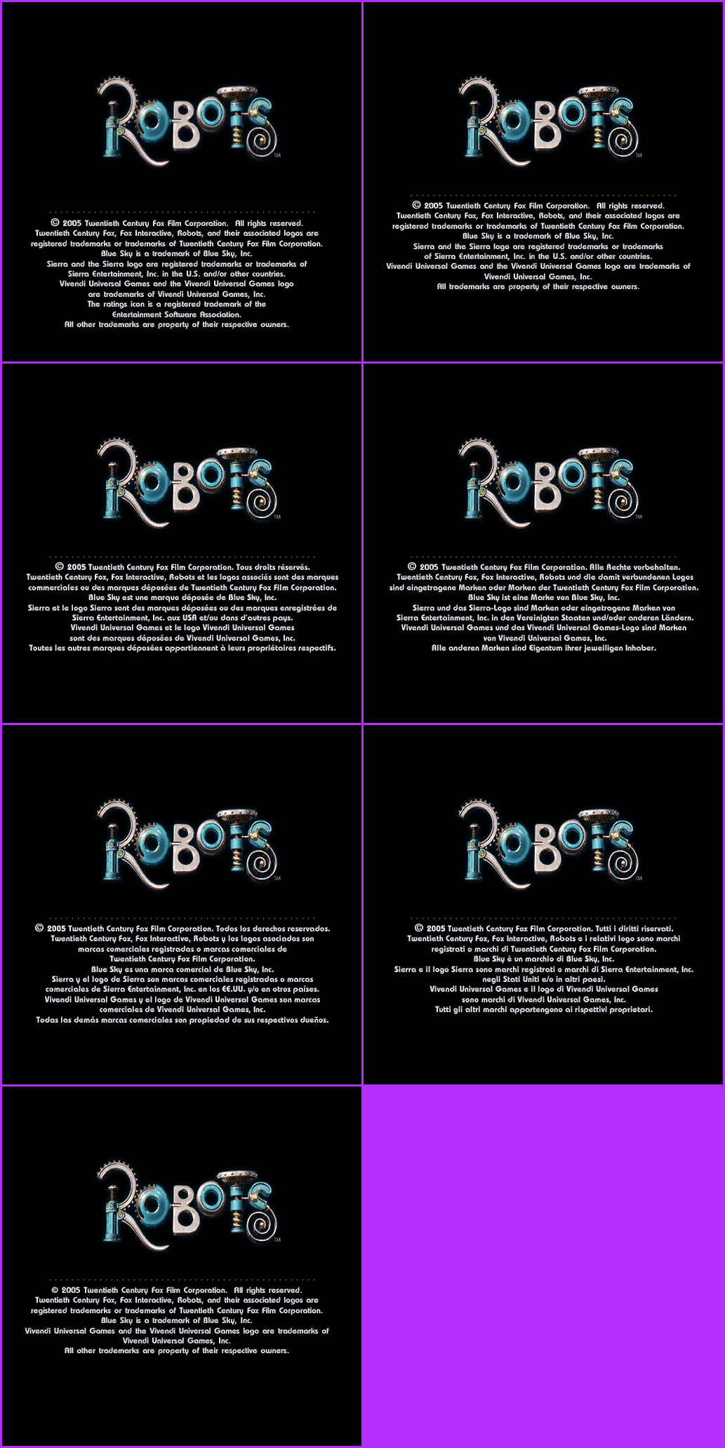 Robots - Copyright Screen