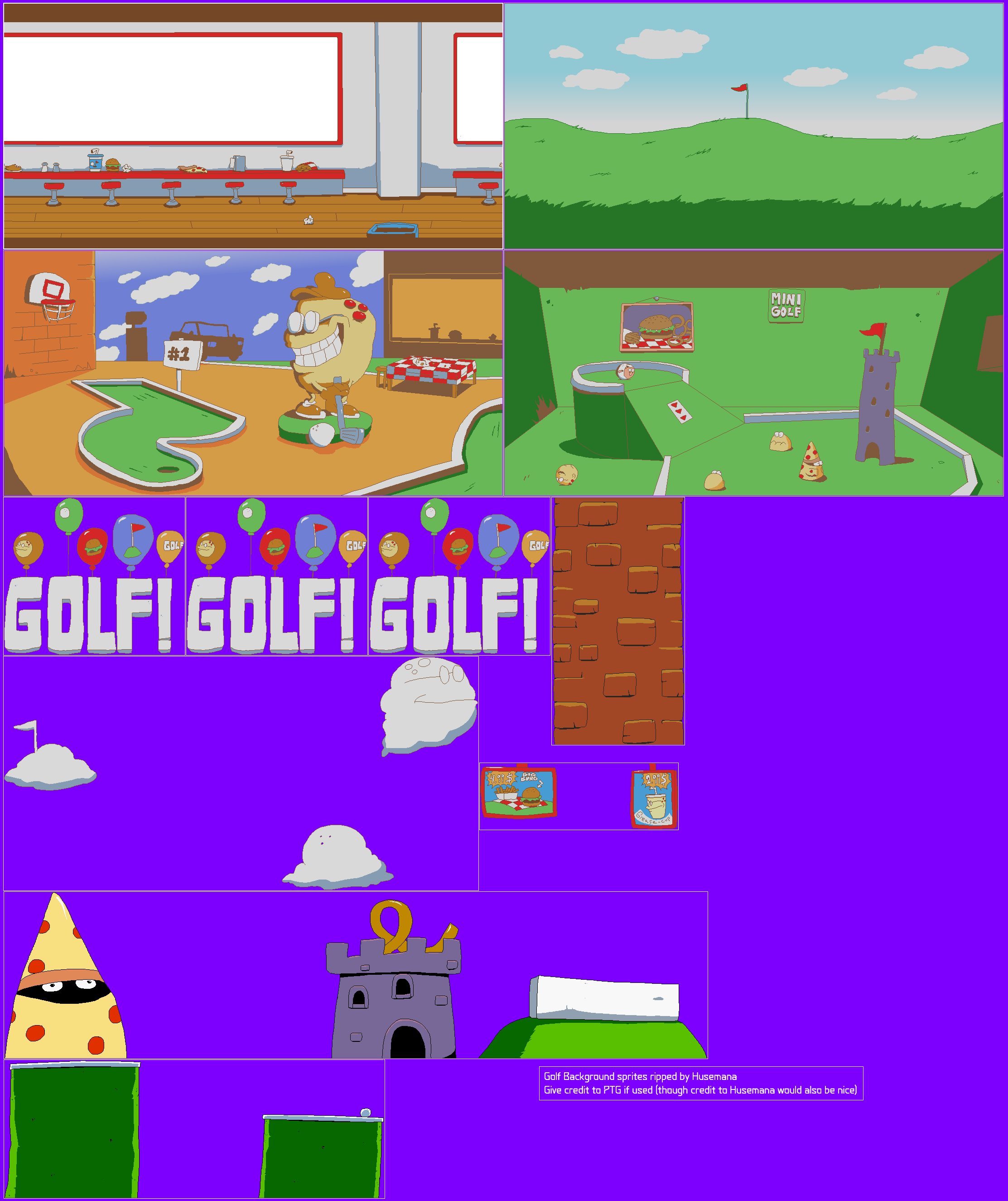 The Spriters Resource - Full Sheet View - Pizza Tower - Golf Backgrounds