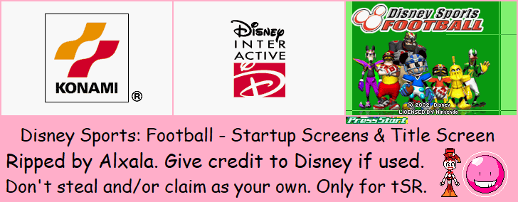 Disney Sports: Football - Startup Screens & Title Screen