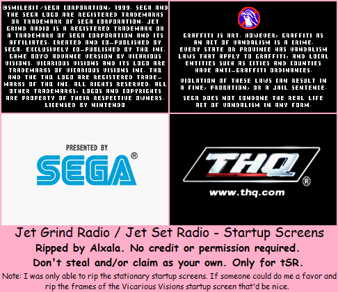 Jet Grind Radio / Jet Set Radio - Startup Screens