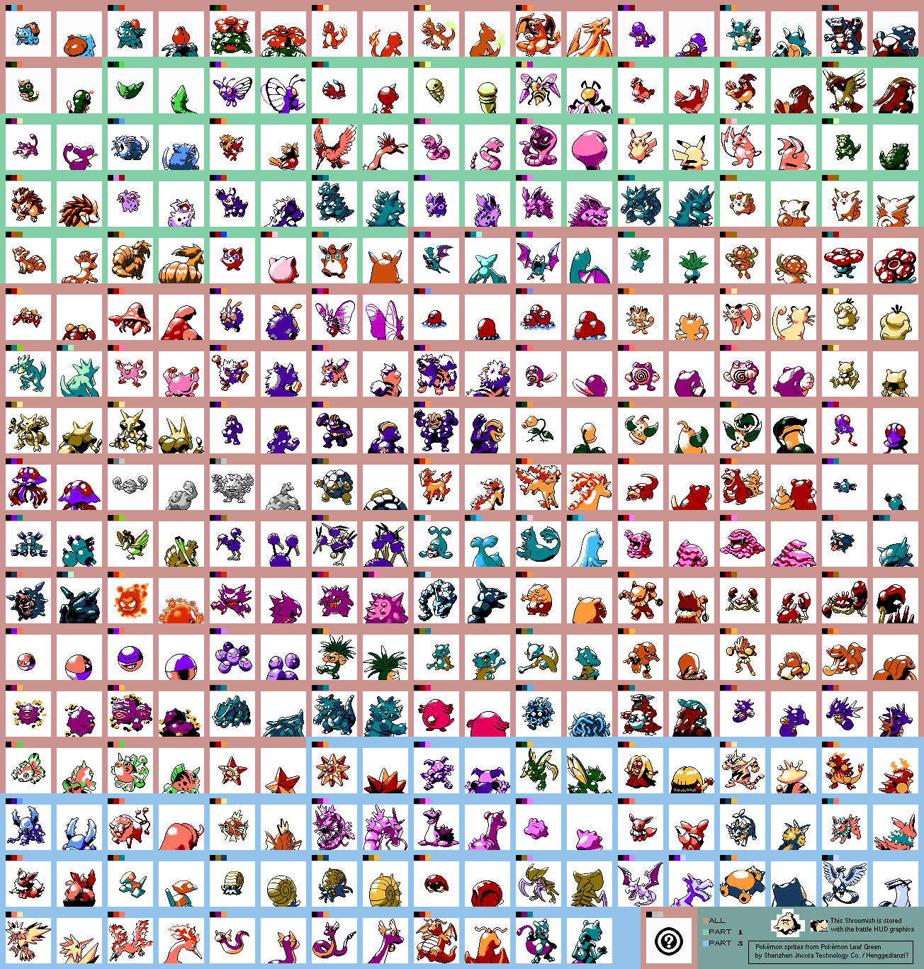 The Spriters Resource - Full Sheet View - Pokémon Leaf Green (Bootleg ...